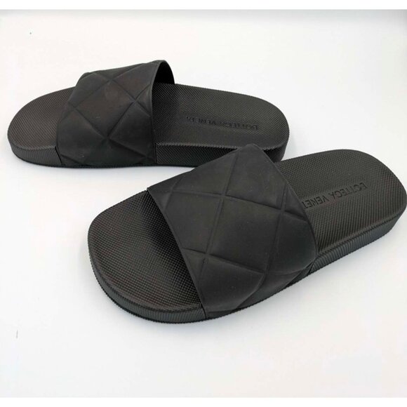 BOTTEGA VENETA Matt Rubber Slider Sandals Black Size39 - Picture 5 of 11